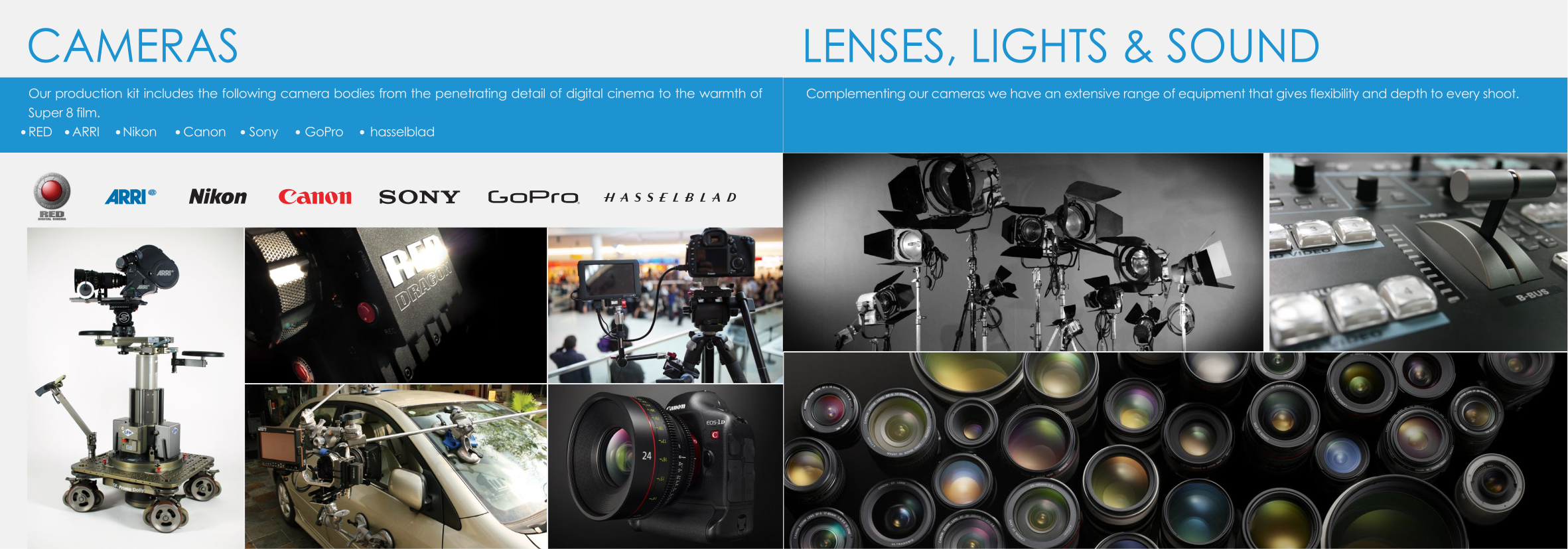Circle 4 Media camera, lens, light and sound equipment